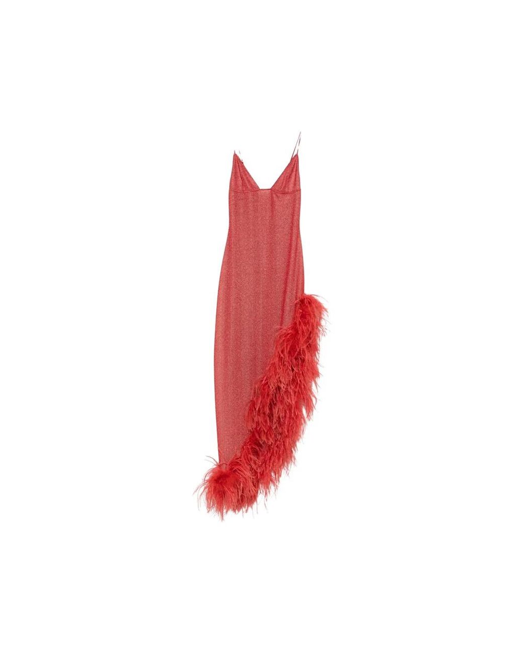 Oseree Red Dress Lurex Coral
