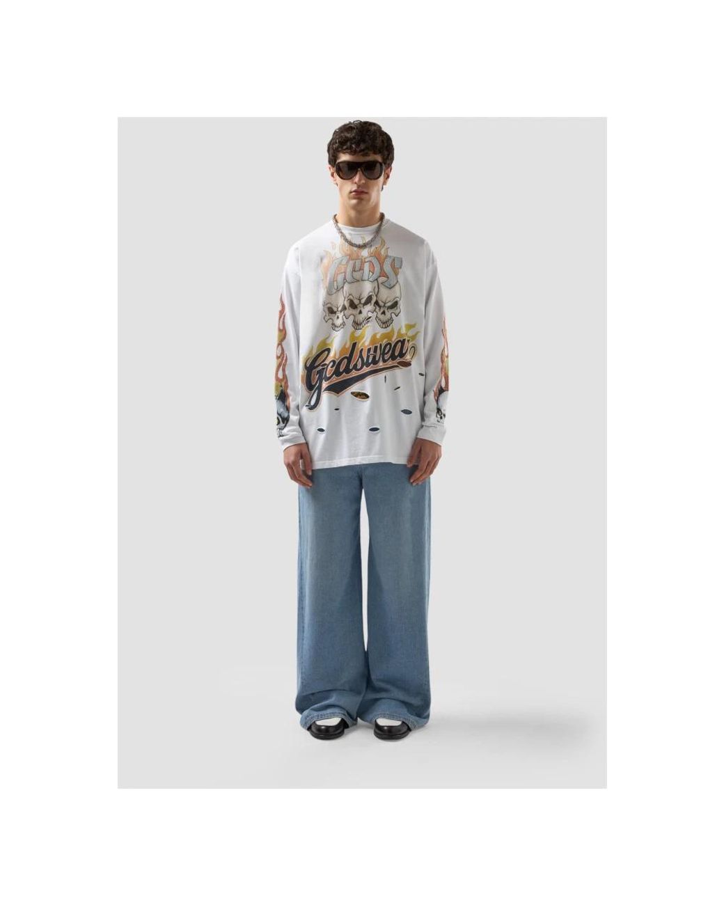 Gcds White Long Sleeve T-Shirts for men