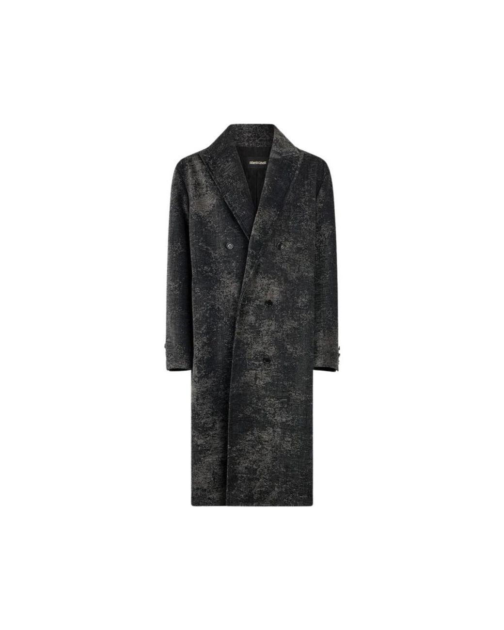 Roberto Cavalli Black Double-Breasted Coats for men