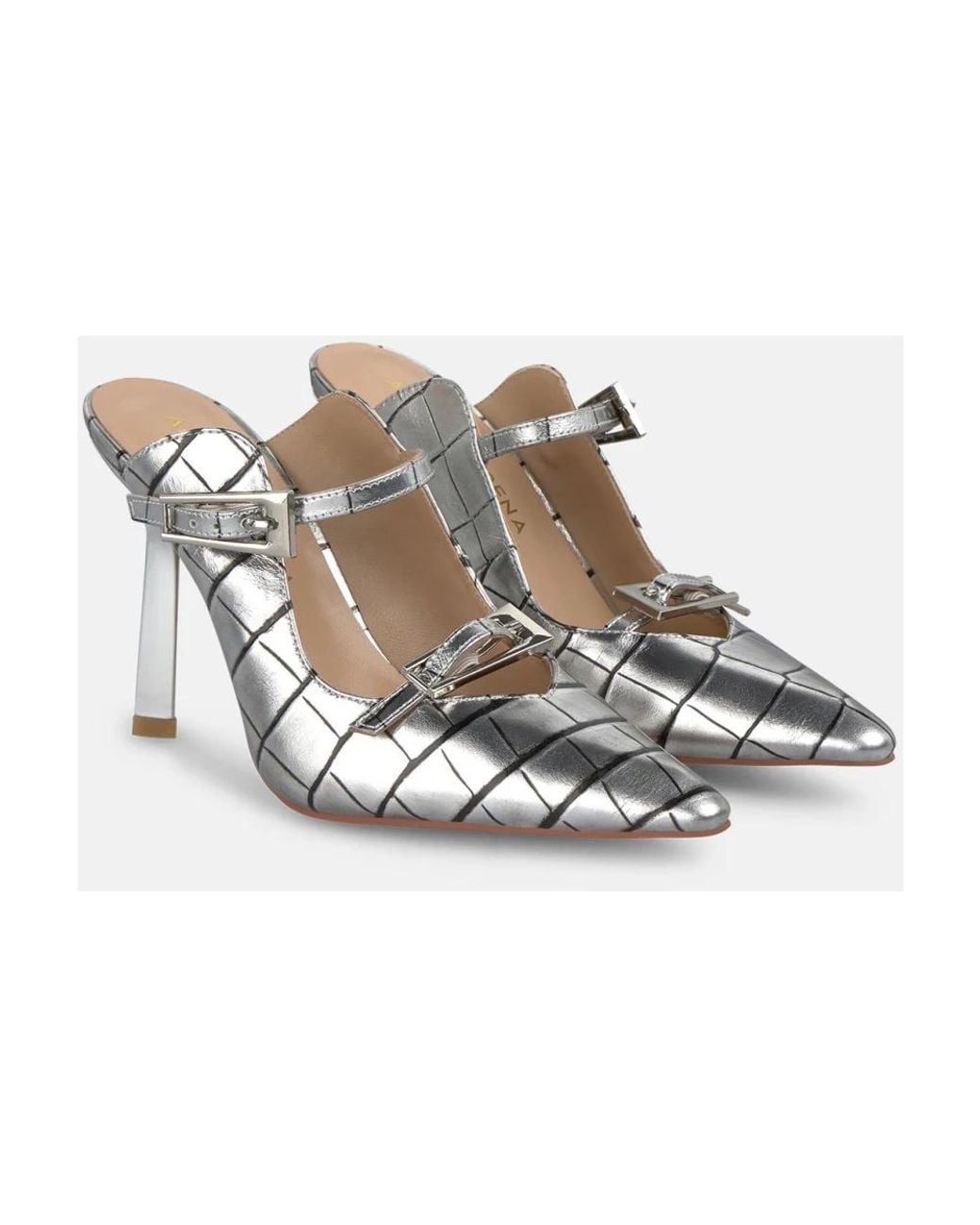 Alma En Pena. Metallic Heeled Mules