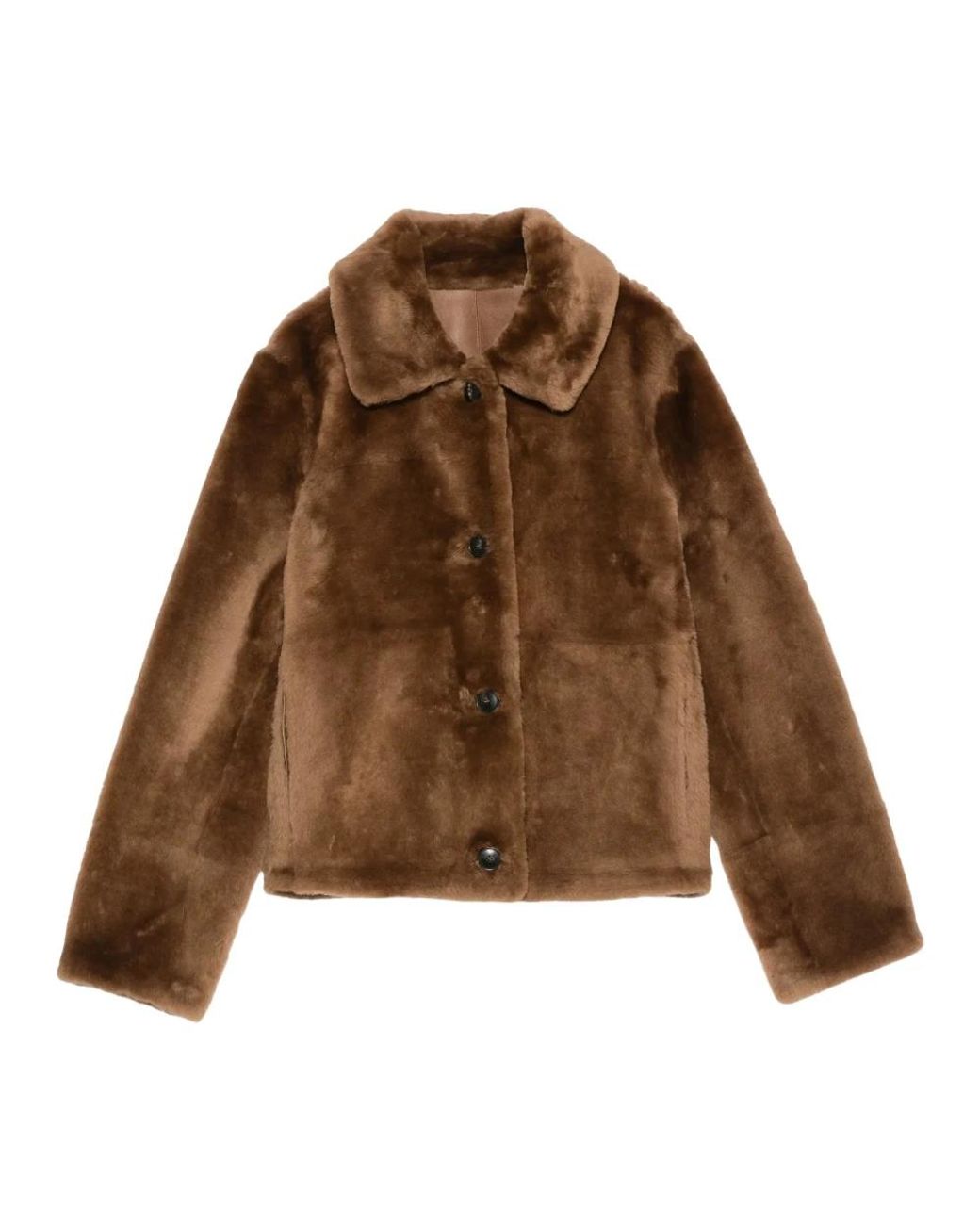 Yves Salomon Brown Faux Fur & Shearling Jackets