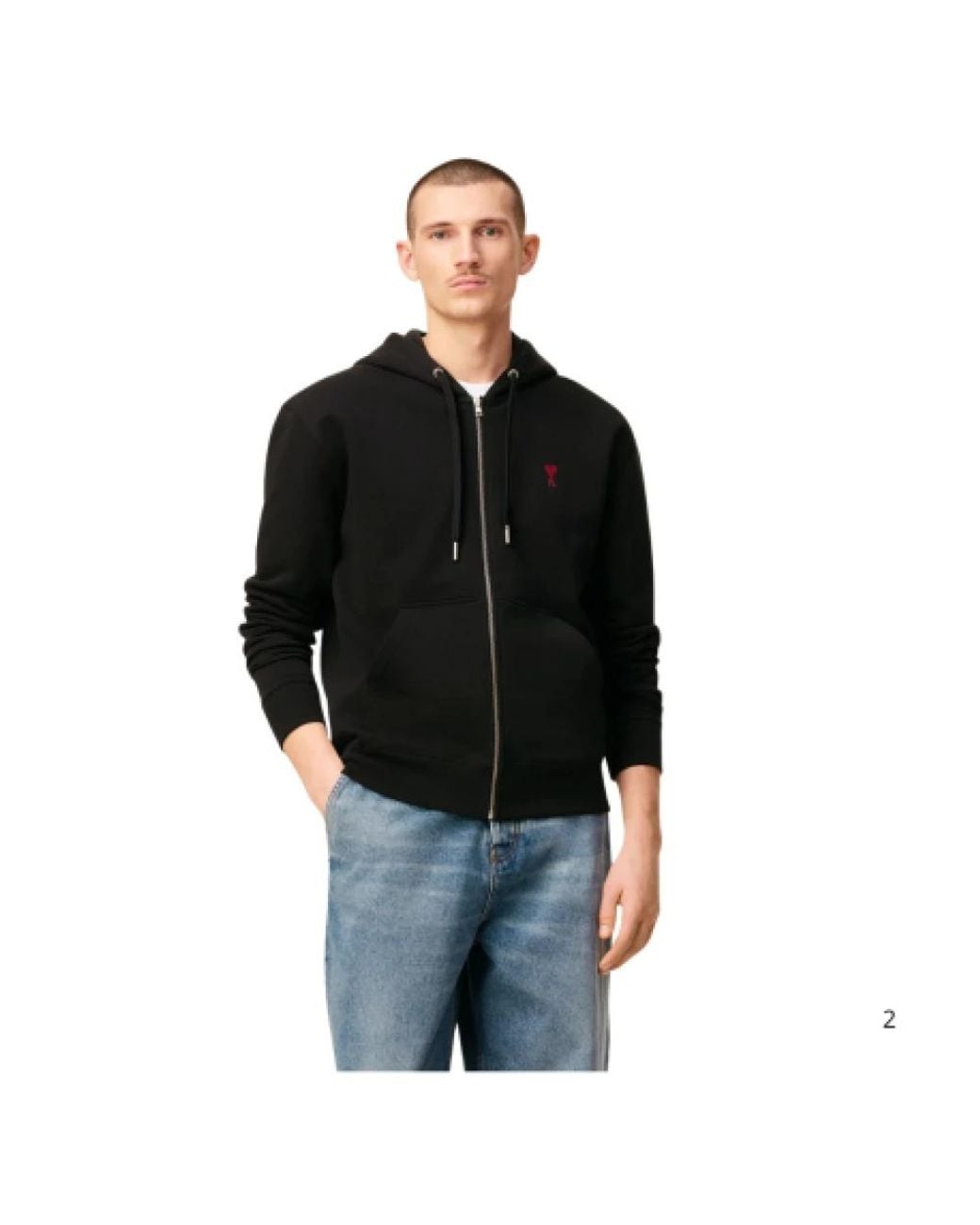 AMI Black Zip-Throughs for men