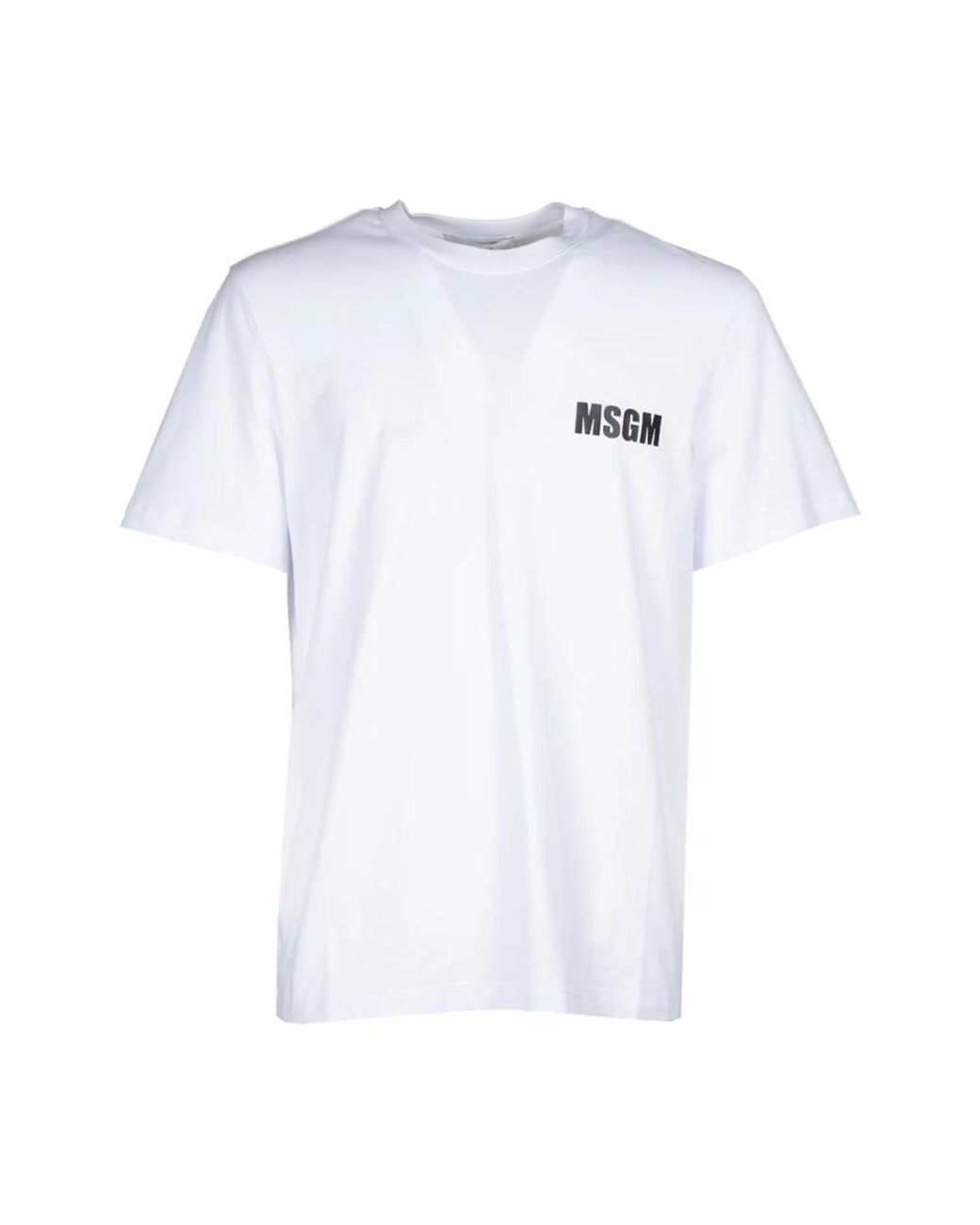 MSGM Tops ,Wit ,Katoen T-Shirt Van Katoen Met Ronde Hals En Logo in het White voor heren