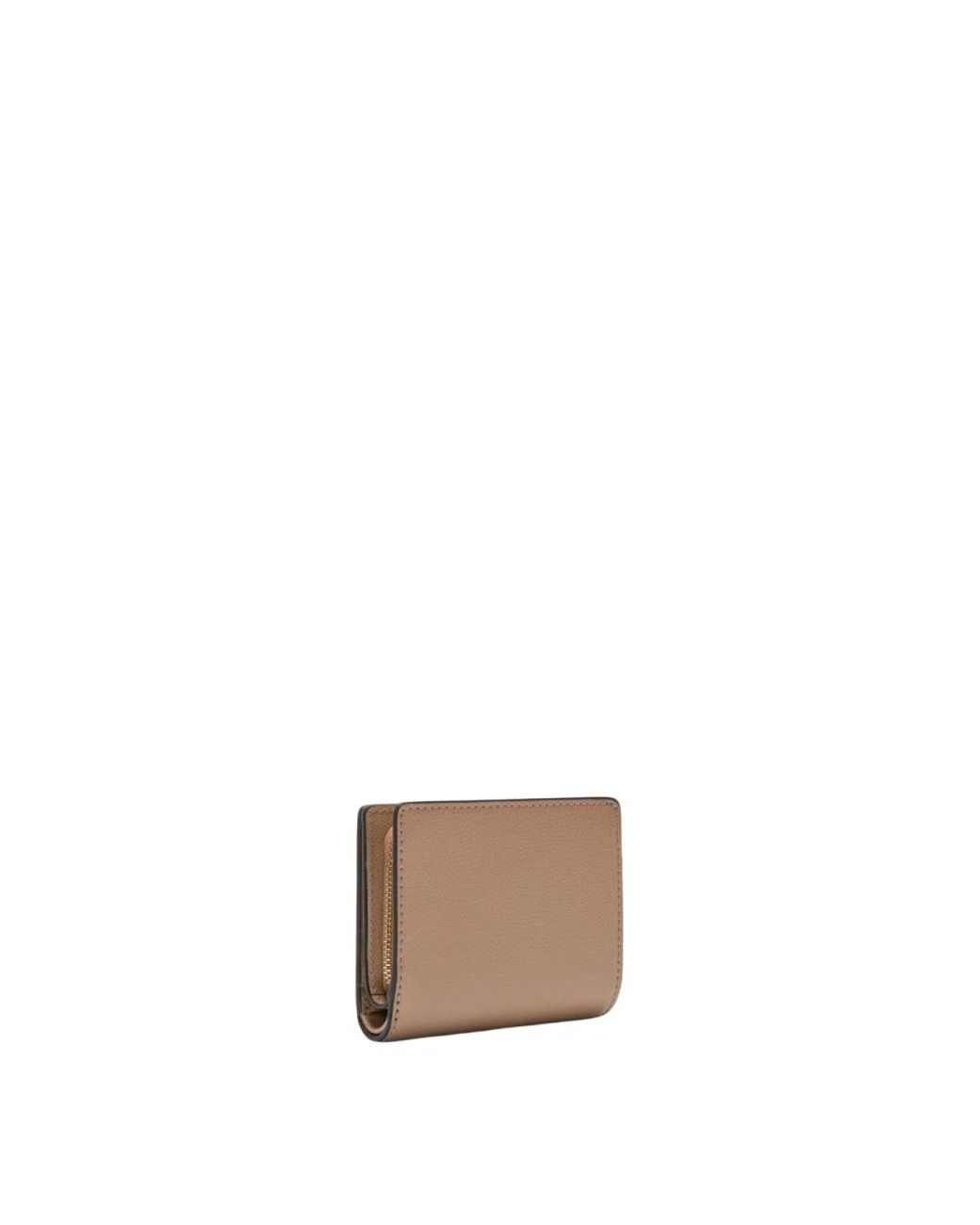 Furla Natural Camelia Compact Wallet Greige Textured Leather