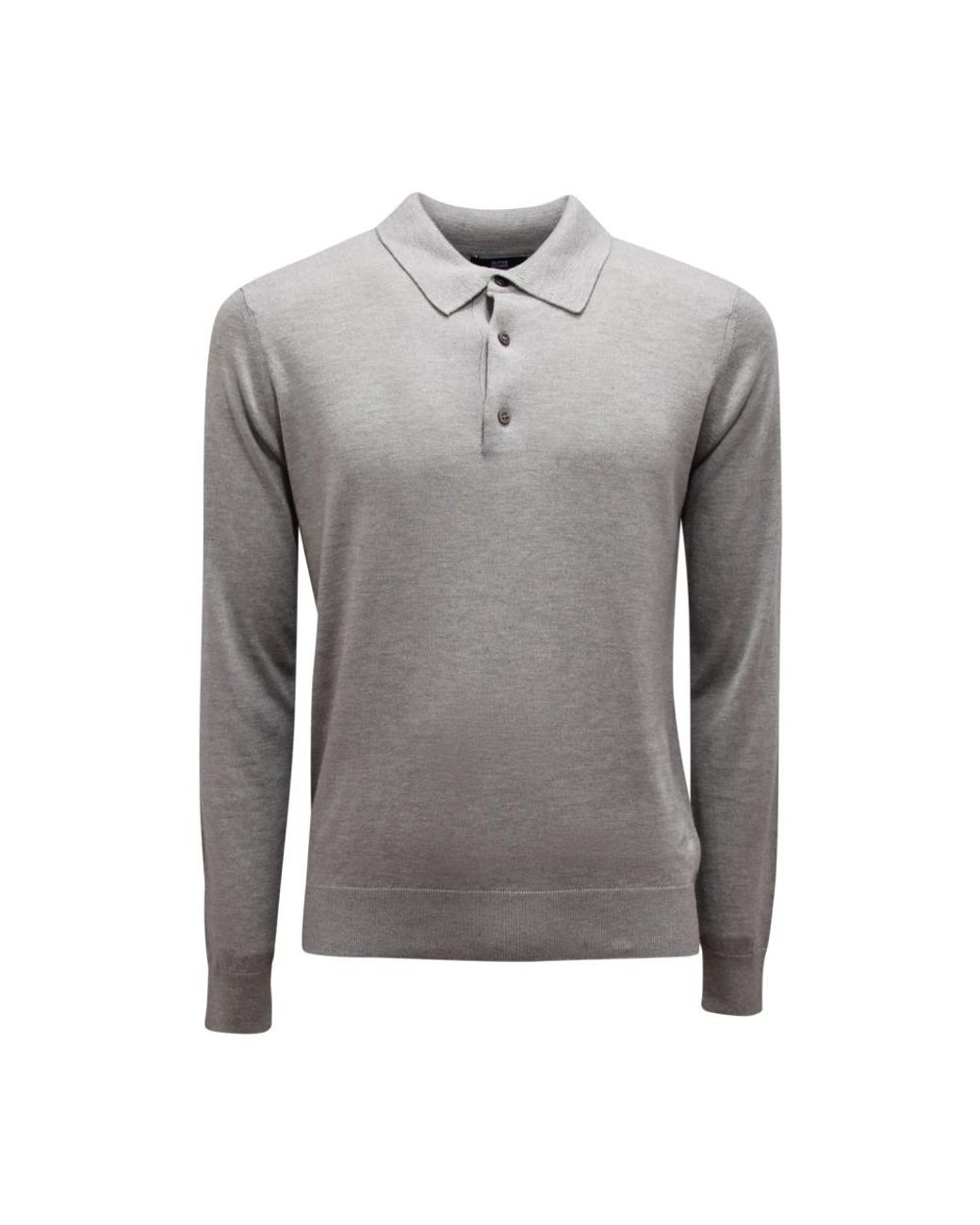 Alpha Studio Tops ,Grijs ,Kasjmier Zijde Kasjmier Polo Shirt Granito Model in het Gray voor heren
