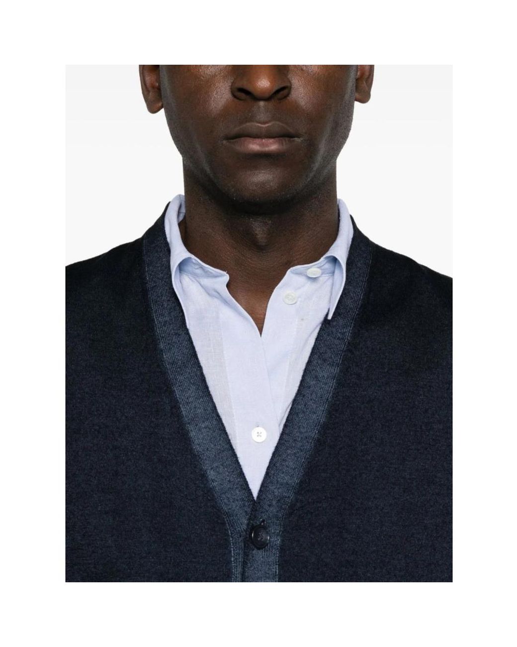 Daniele Fiesoli Blue V-Neck Knitwear for men