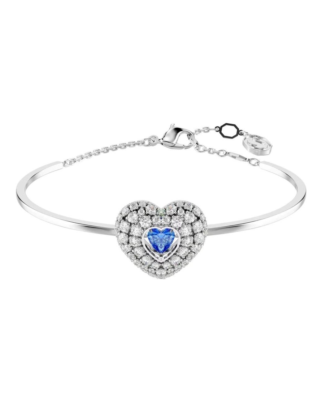 Swarovski Accessoires ,Grijs ,Armband Idyllia Hyperbola Hart Blauw Gerhodineerd 5680393 in het White