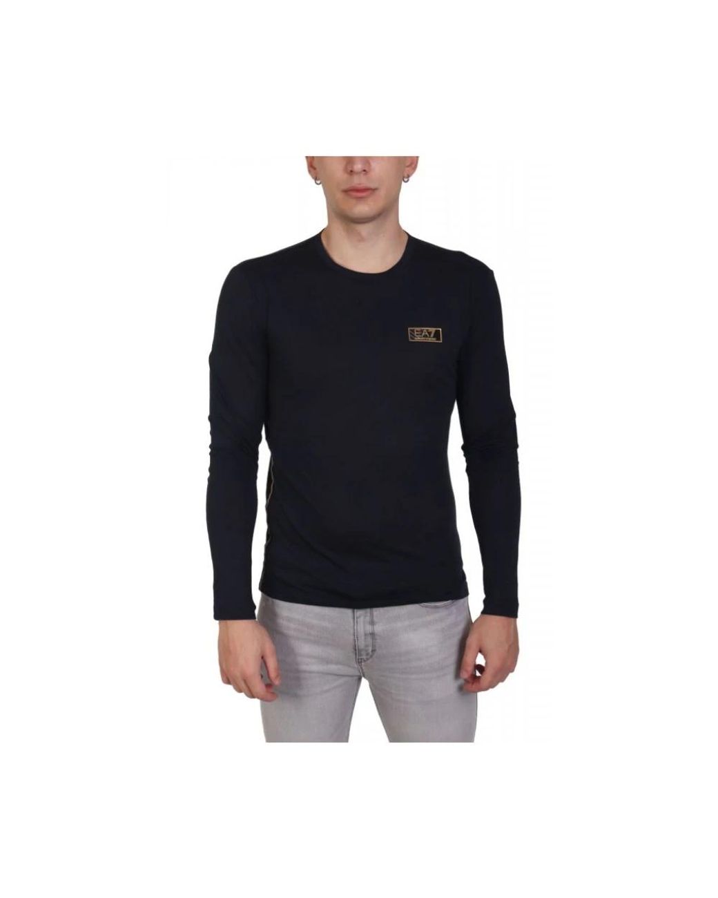 EA7 Black Long Sleeve T-Shirts for men