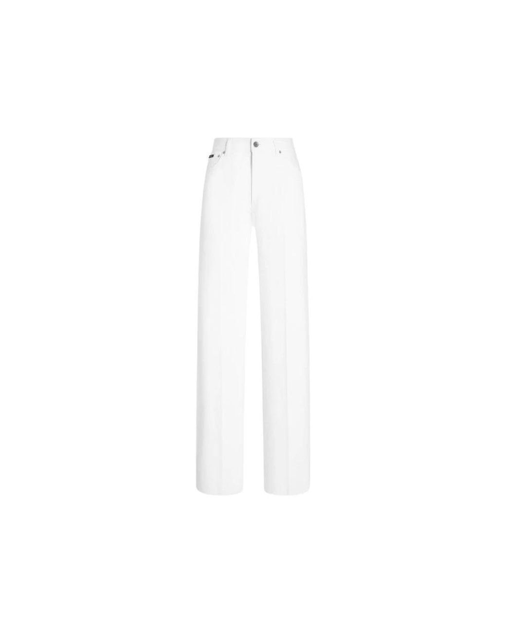 Dolce & Gabbana White Wide Trousers