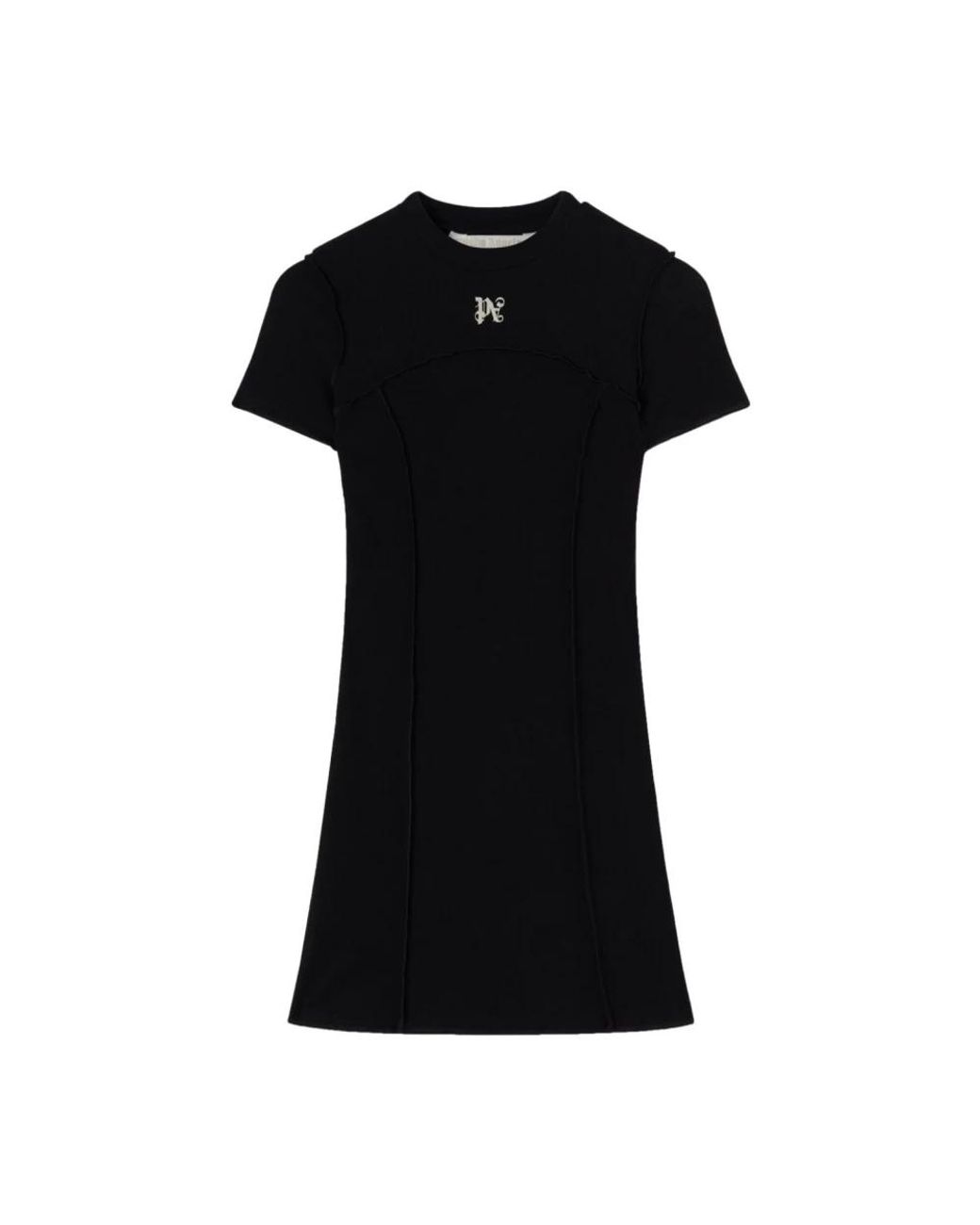 Palm Angels Kleedjes ,Zwart ,Katoen Monogram Mini Dress in het Black