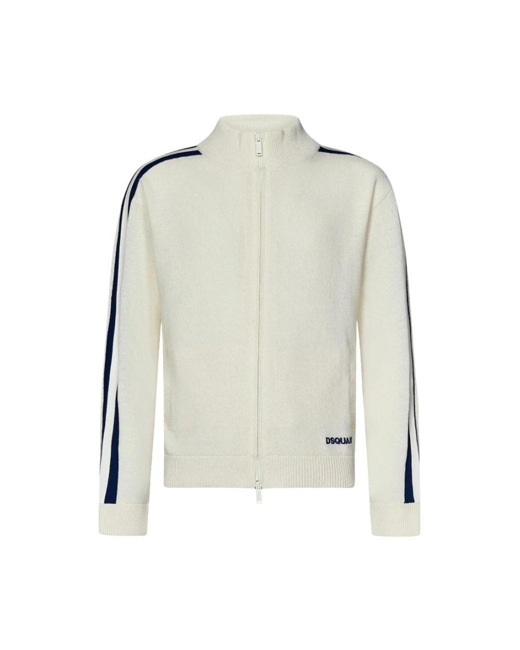 DSquared² Truien & Vesten ,Wit ,Wol Retro Sportief Wollen Blend Zip Vest in het White voor heren