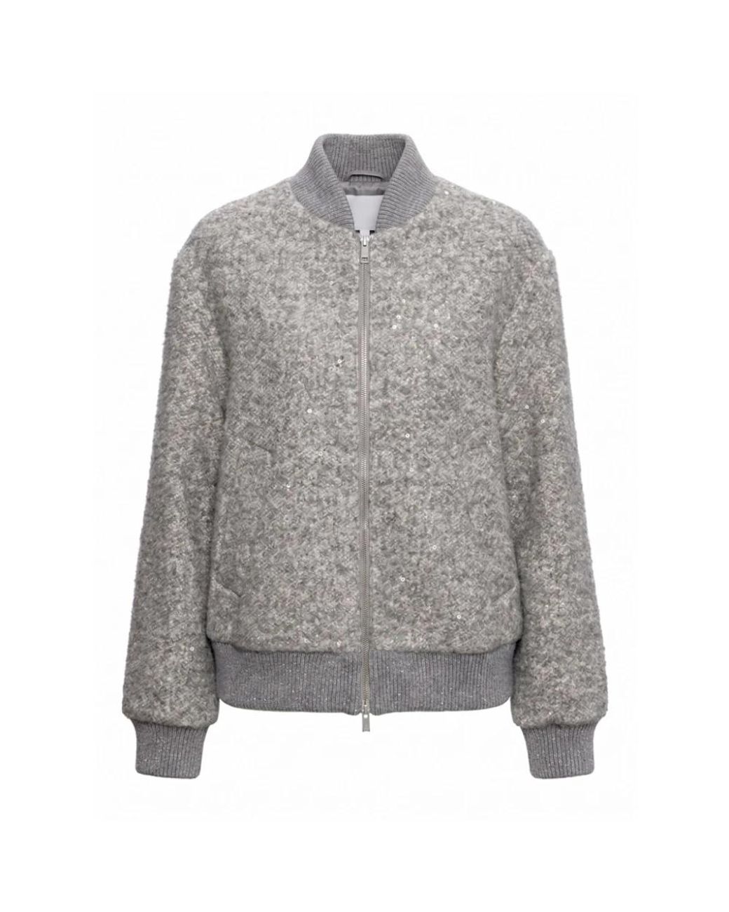 Peserico Gray Sequins Zipped Jacket