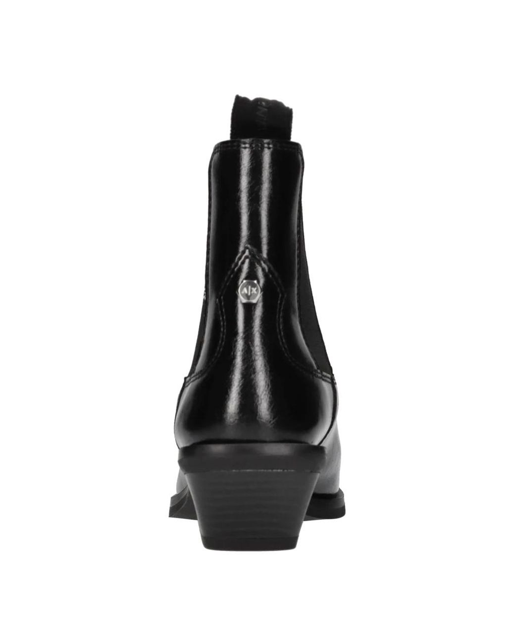 ARMANI EXCHANGE Black Cowboy & Biker Boots