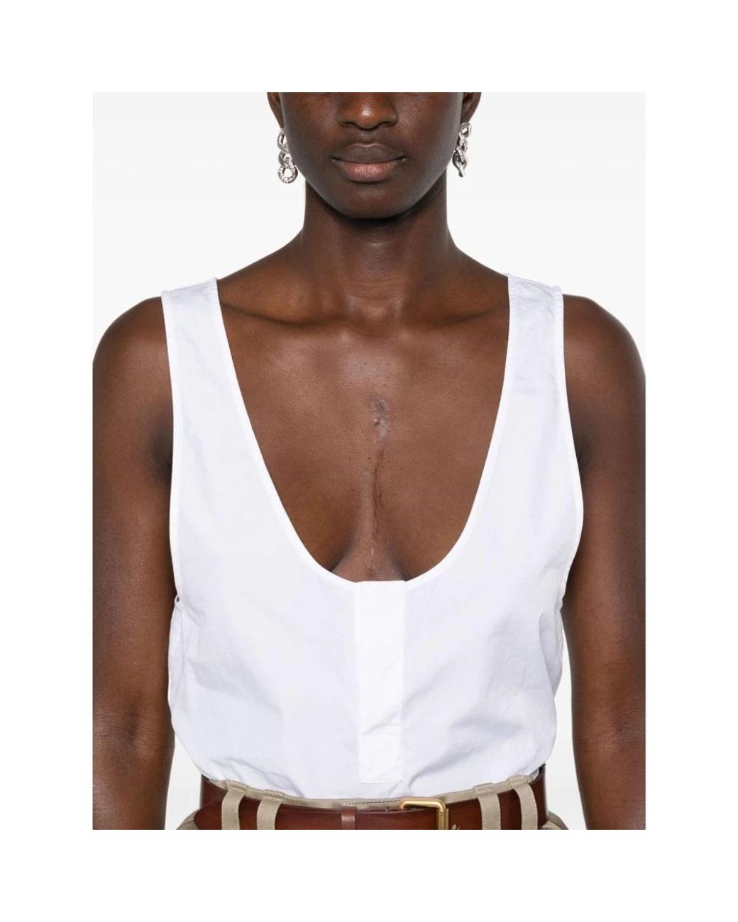 Saint Laurent White Sleeveless Tops