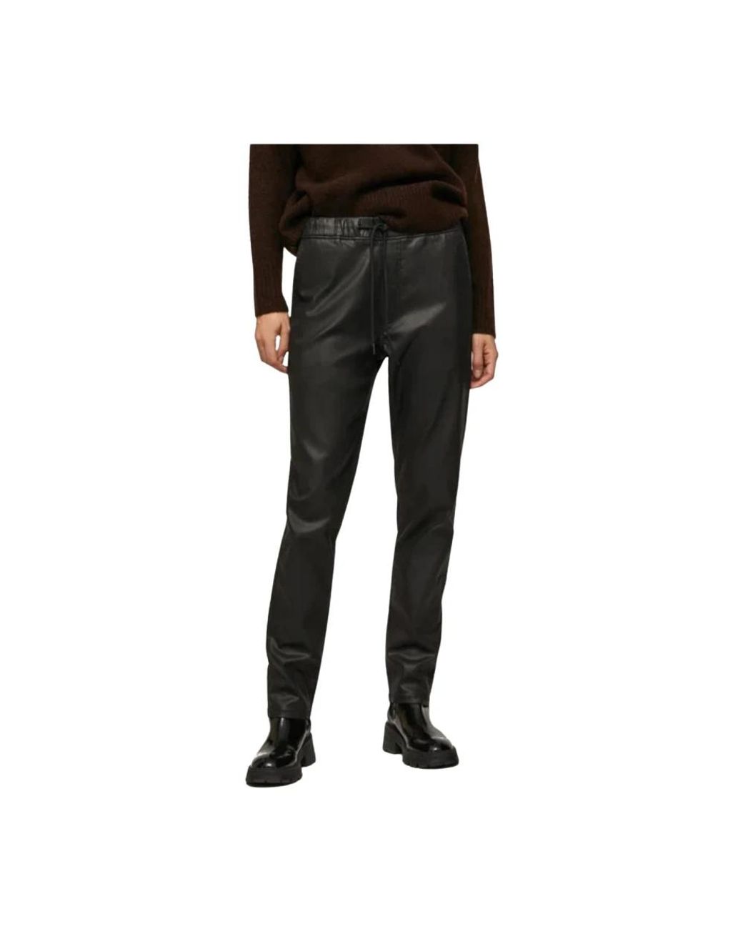 Pepe Jeans Black Leather Trousers for men