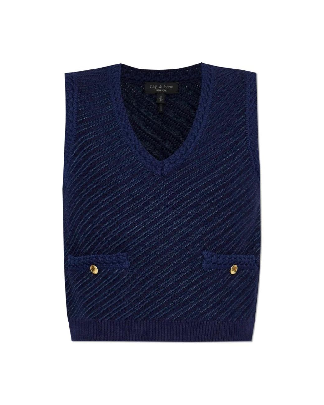 Rag & Bone Truien & Vesten ,Blauw ,Katoen Vest Met Zakken in het Blue