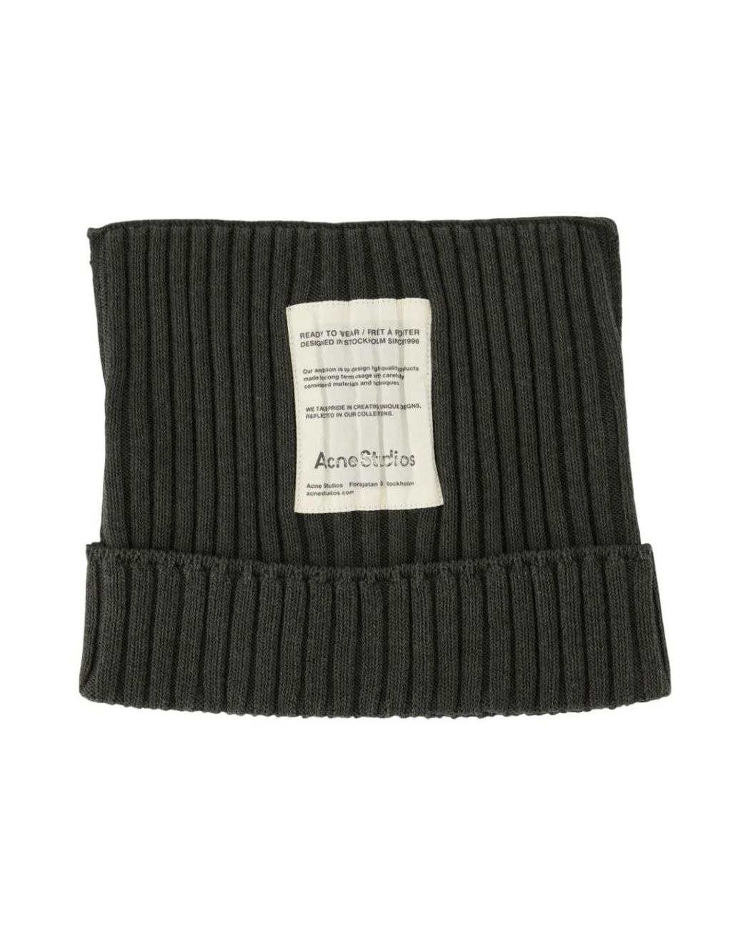 Acne Ribbed Square Beanie in het Black