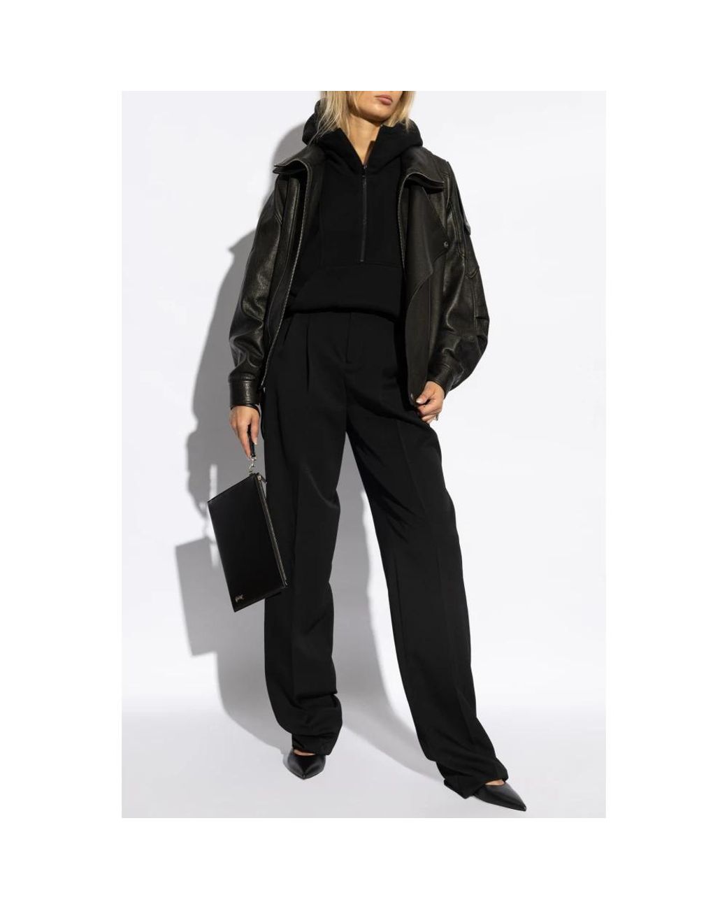 Saint Laurent Black Half-Zip Hoodie