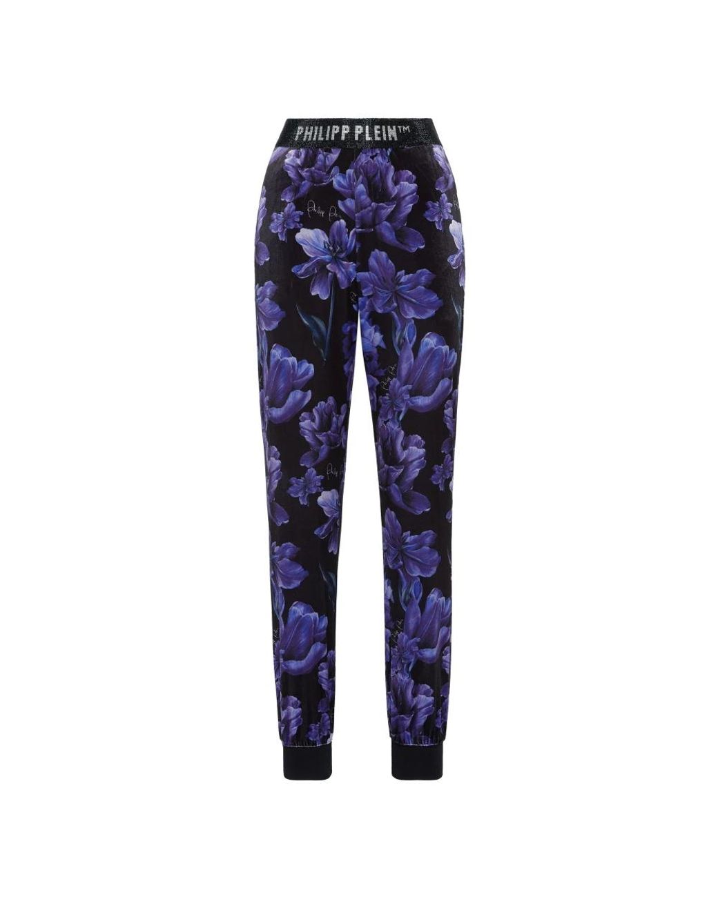 Philipp Plein Broeken ,Zwart ,Joggingbroek Flowers in het Blue