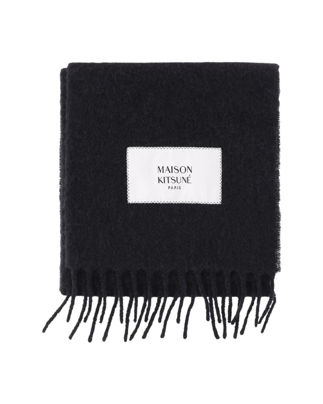 Maison Kitsuné Black Winter Scarves for men