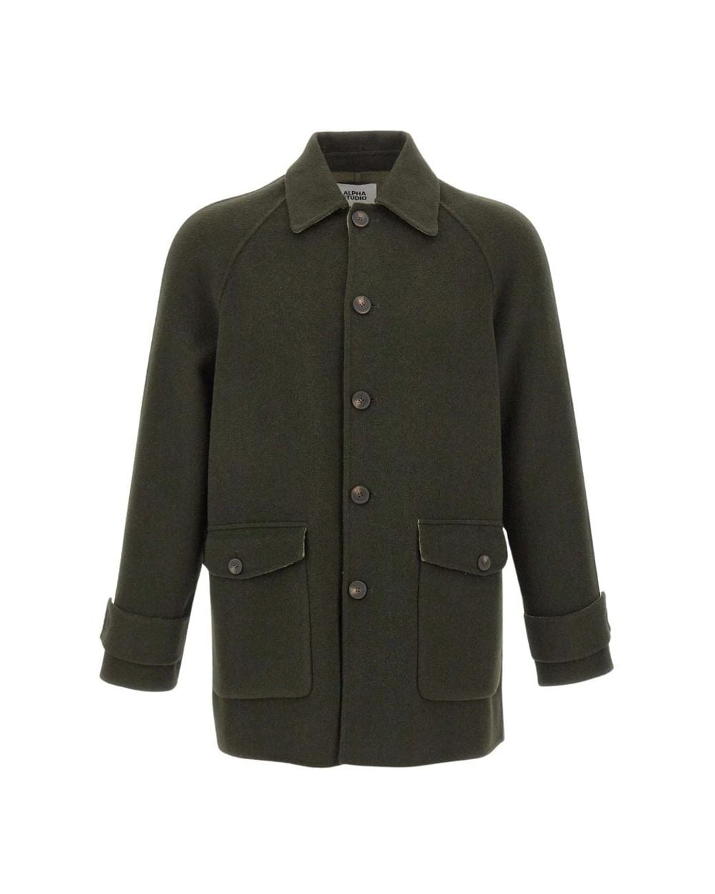 Alpha Studio Green Single-Breasted Coats for men