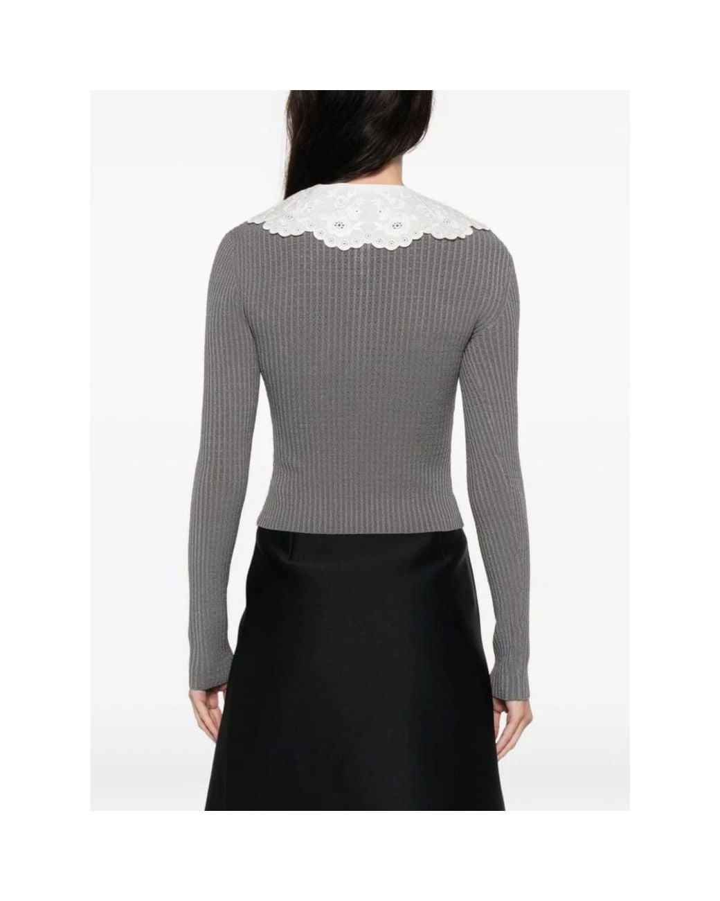 Self-Portrait Gray Round-Neck Knitwear