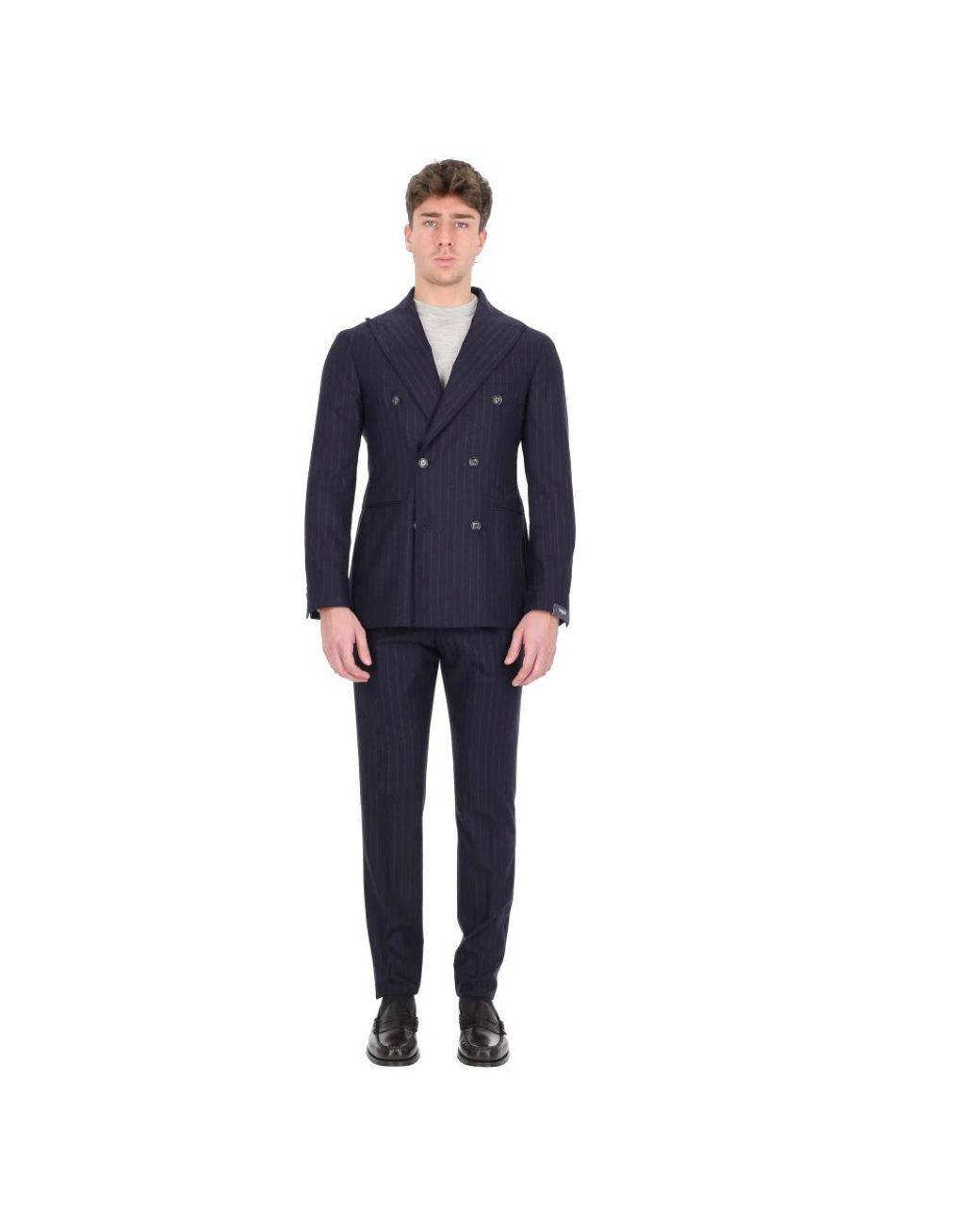 Barba Napoli Blue Double Breasted Suits for men