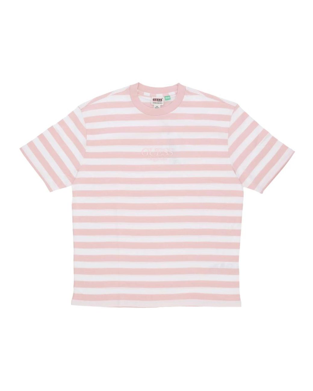 Guess Tops ,Roze ,Katoen Eenvoudige Streep Tee Blush Katoen T-Shirt in het Pink voor heren