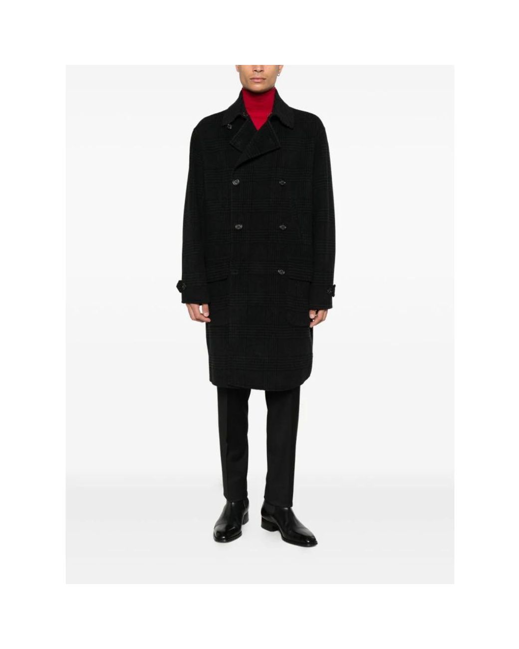 Paolo Pecora Black Double-Breasted Coats for men