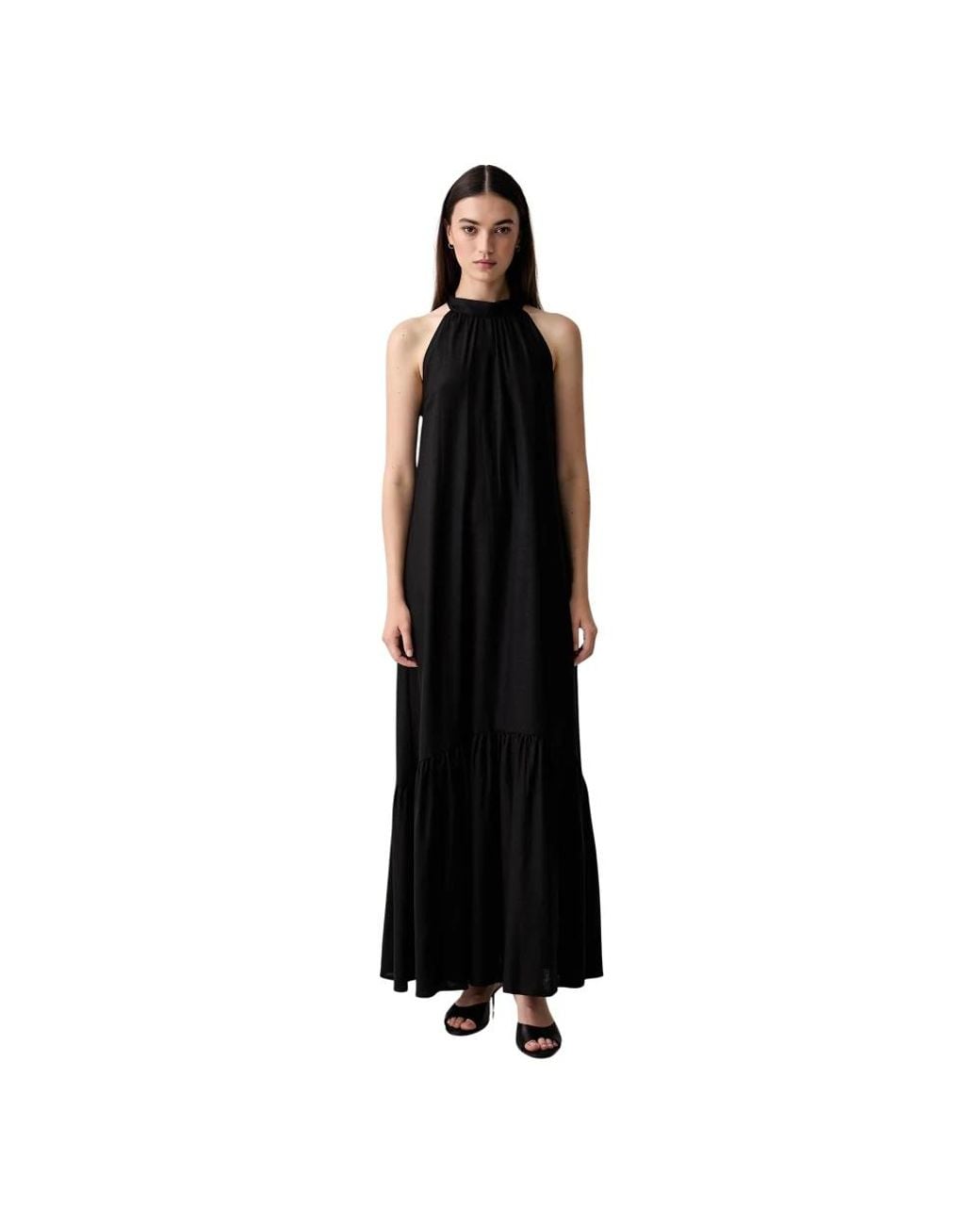 ViCOLO Trapeze Halter Maxi Jurk in het Black