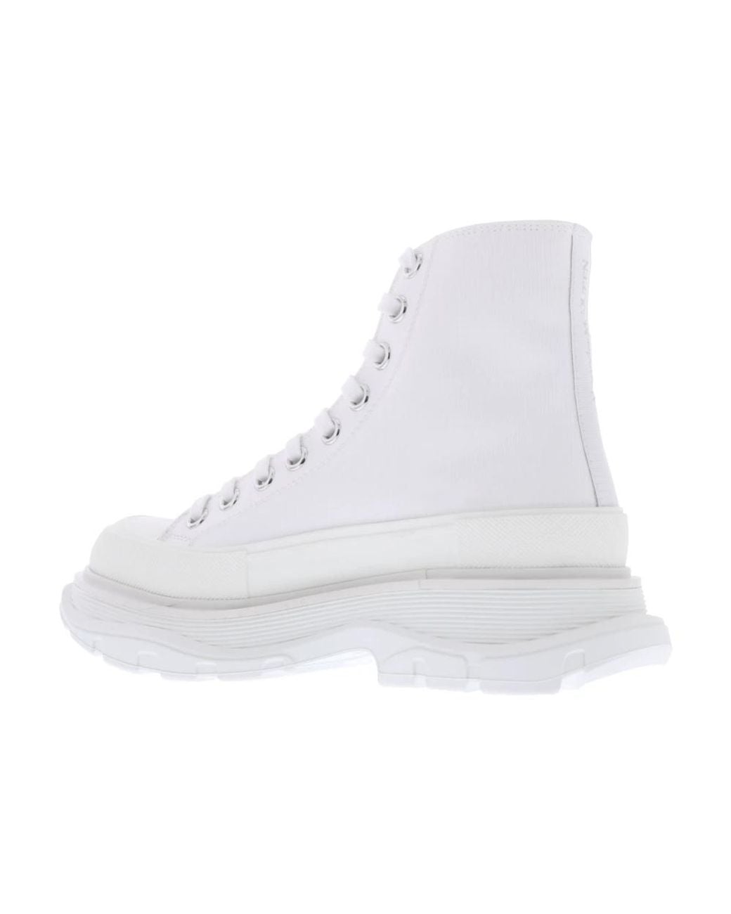 McQueen White Lace-Up Boots