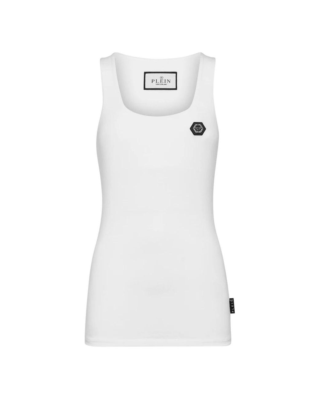 Philipp Plein White Tank Top Hexagon