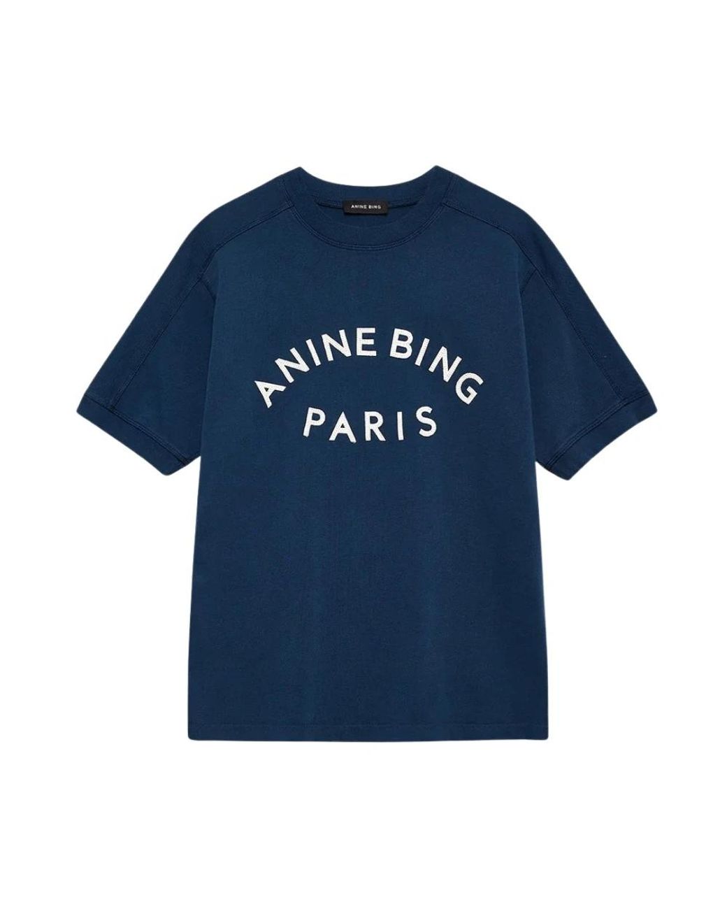 Anine Bing Tops ,Blauw ,Katoen Gestructureerd T-Shirt in het Blue