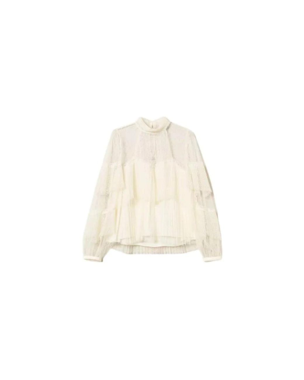 Twinset Overhemden ,Wit ,Polyester Gerimpelde Kanten Blouse in het Natural