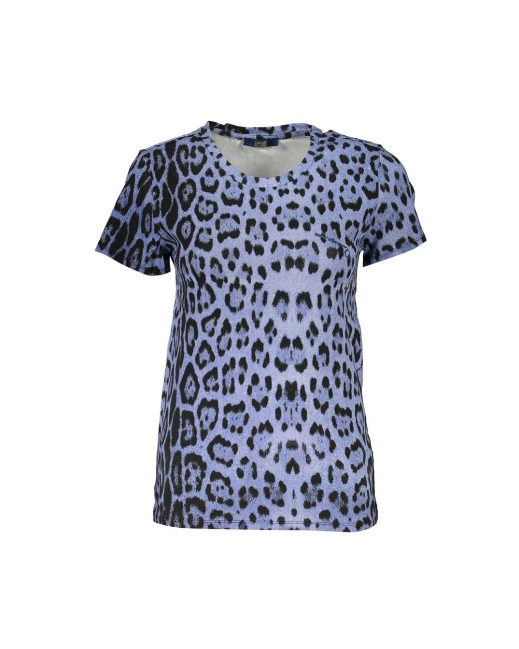 Roberto Cavalli Tops ,Veelkleurig ,Katoen Blauw Katoenen T-Shirt Met Patroon in het Blue