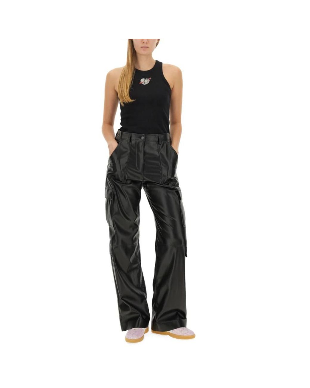Top De Algodón Sin Mangas, Mujer, Talla MSGM de color Black