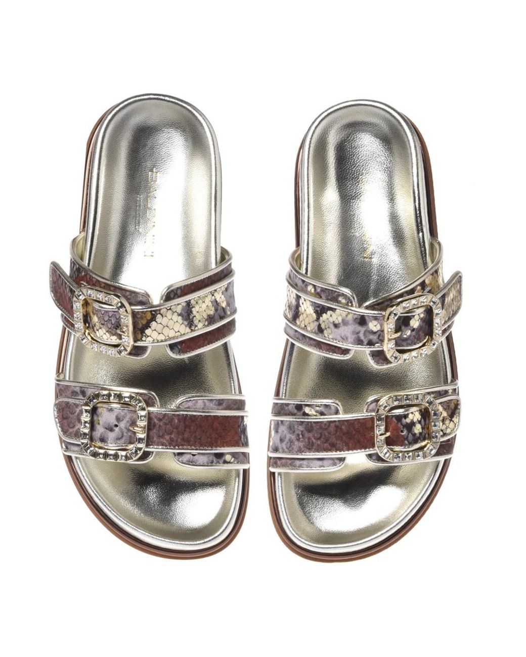 Baldinini Brown Python Print Mule