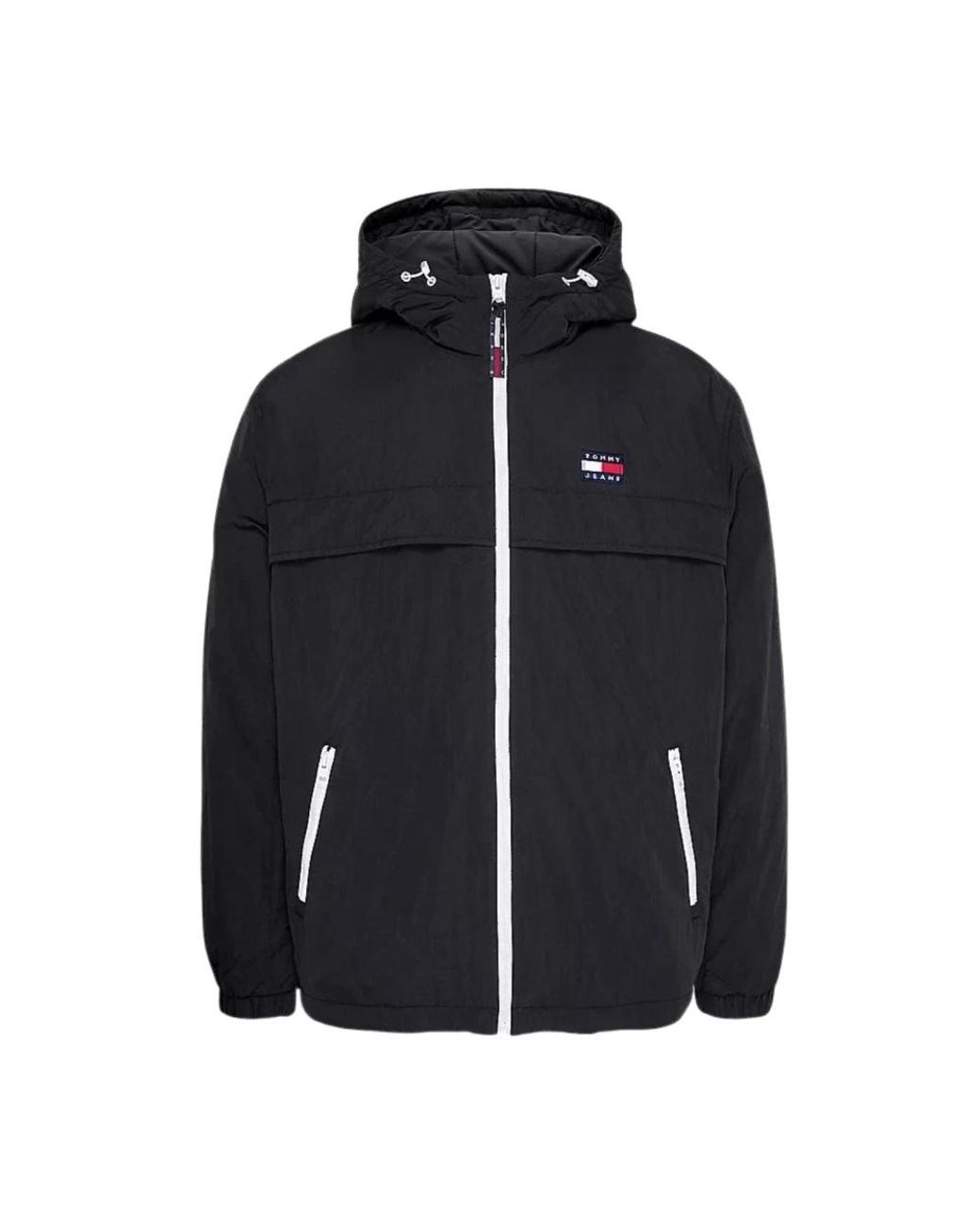 Tommy Hilfiger Jassen ,Zwart ,Nylon Gewatteerde Windbreaker Chicago Stijl Zwart in het Black voor heren