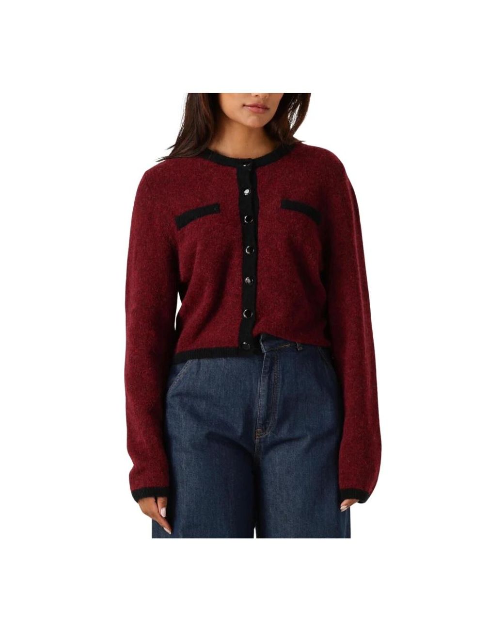 Gestuz Gzalpha Ls Contrast Cardigan in het Red
