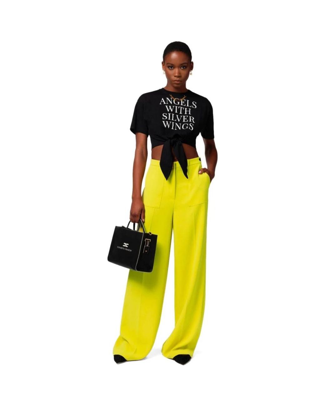 Elisabetta Franchi Yellow Cedar Wide Leg Pants