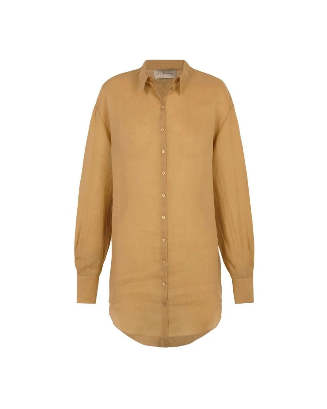 Cortana Overhemden ,Bruin ,Oversized Ramie Blouse in het Natural
