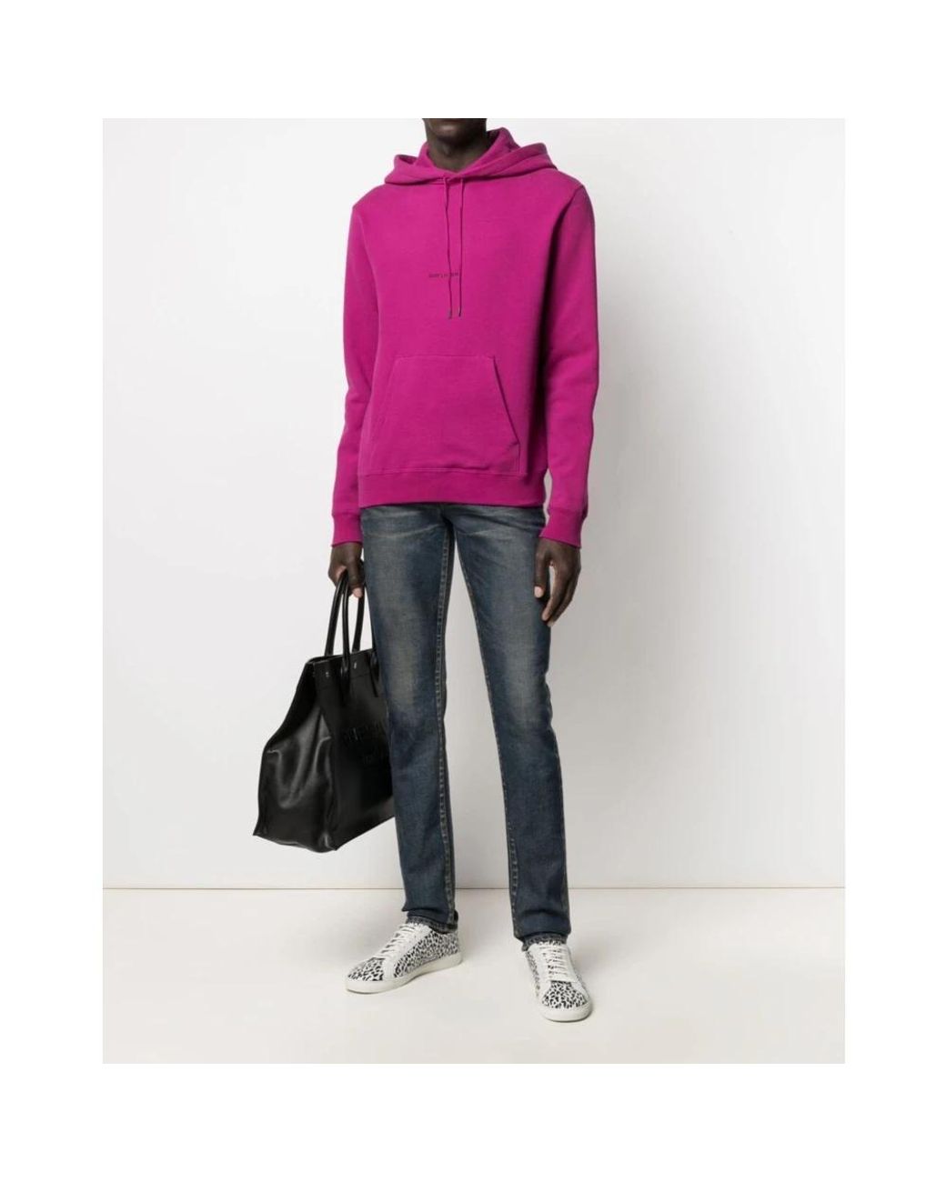 Saint Laurent Pink Rive Gauche Logo Hoodie for men