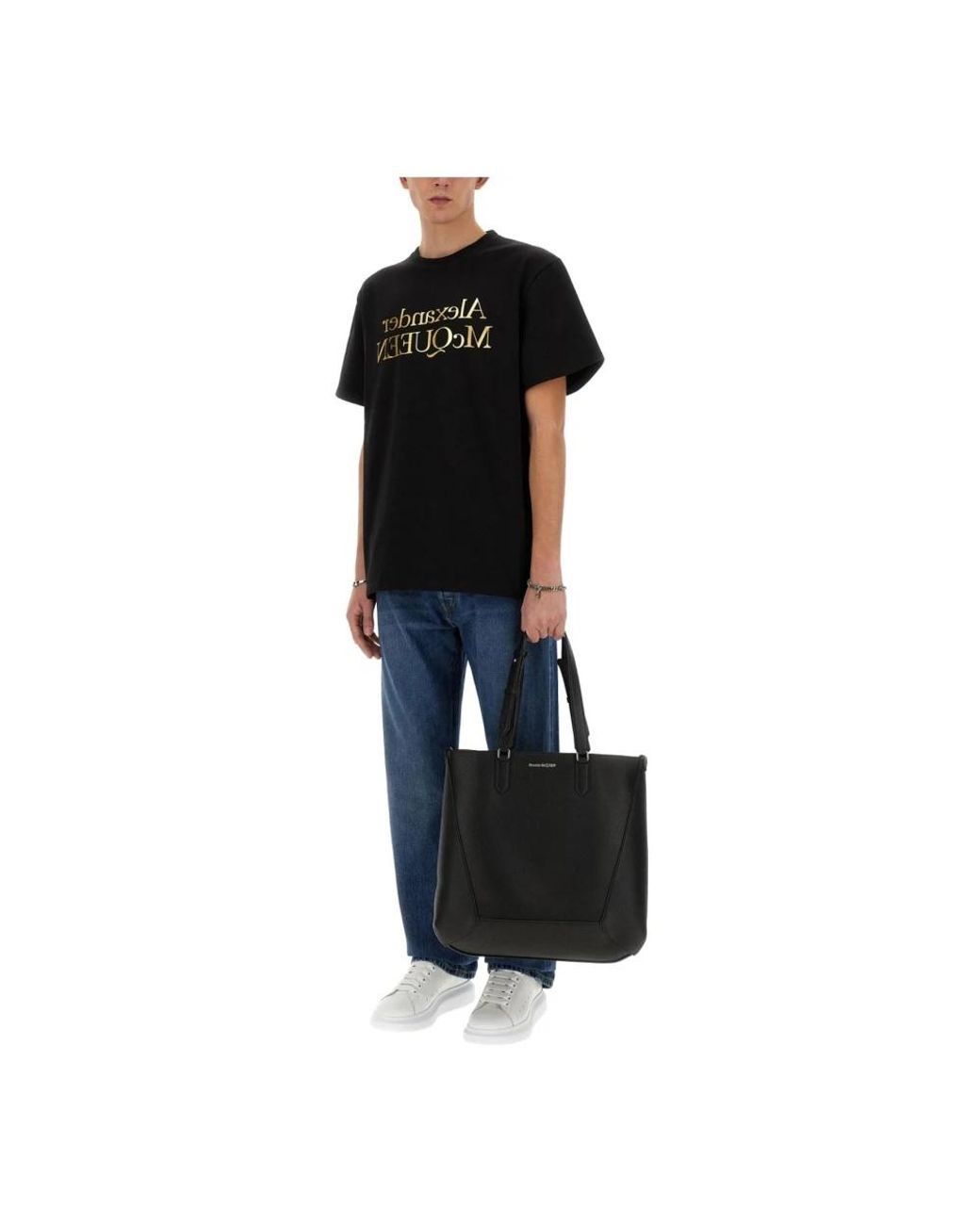 McQueen Black Shopping Bags for men