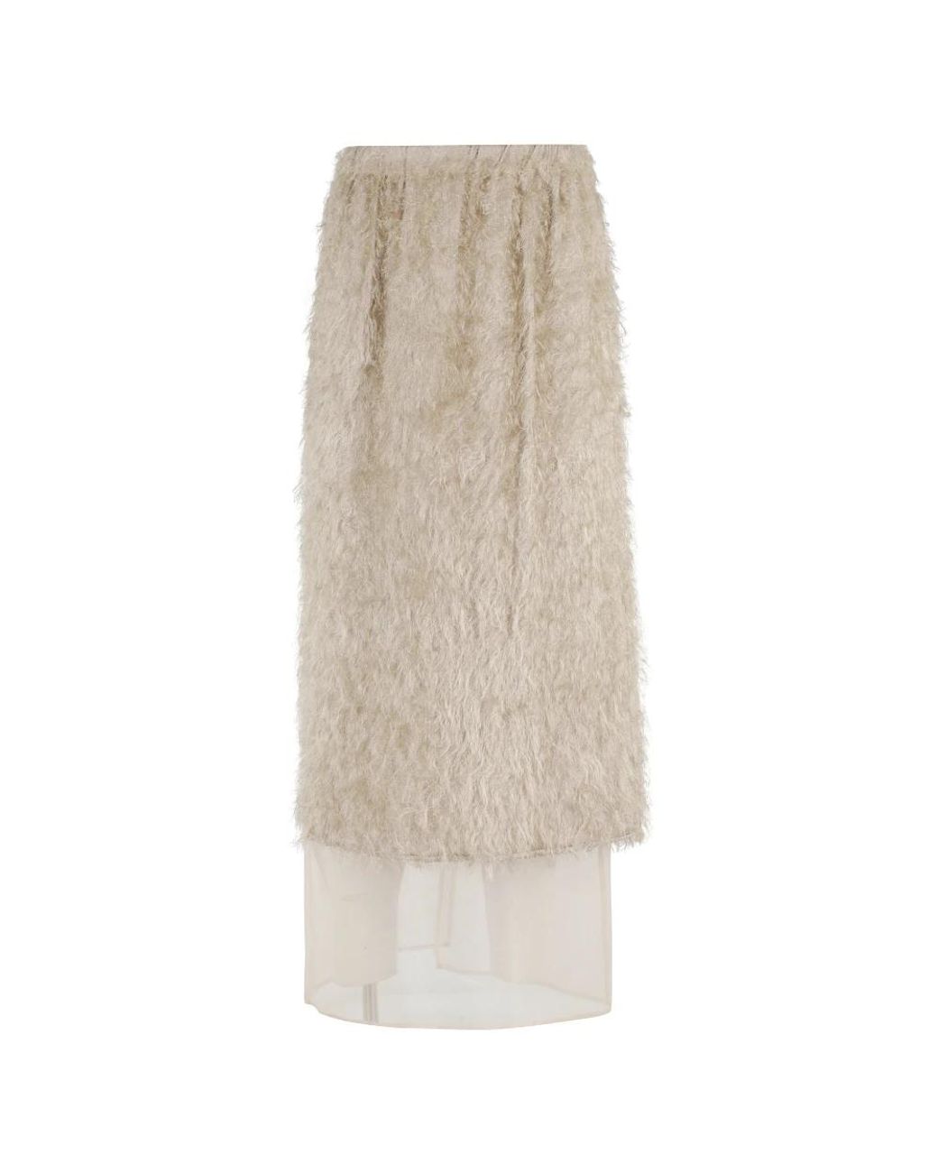 Alysi Fringe Midi Rok in het Natural