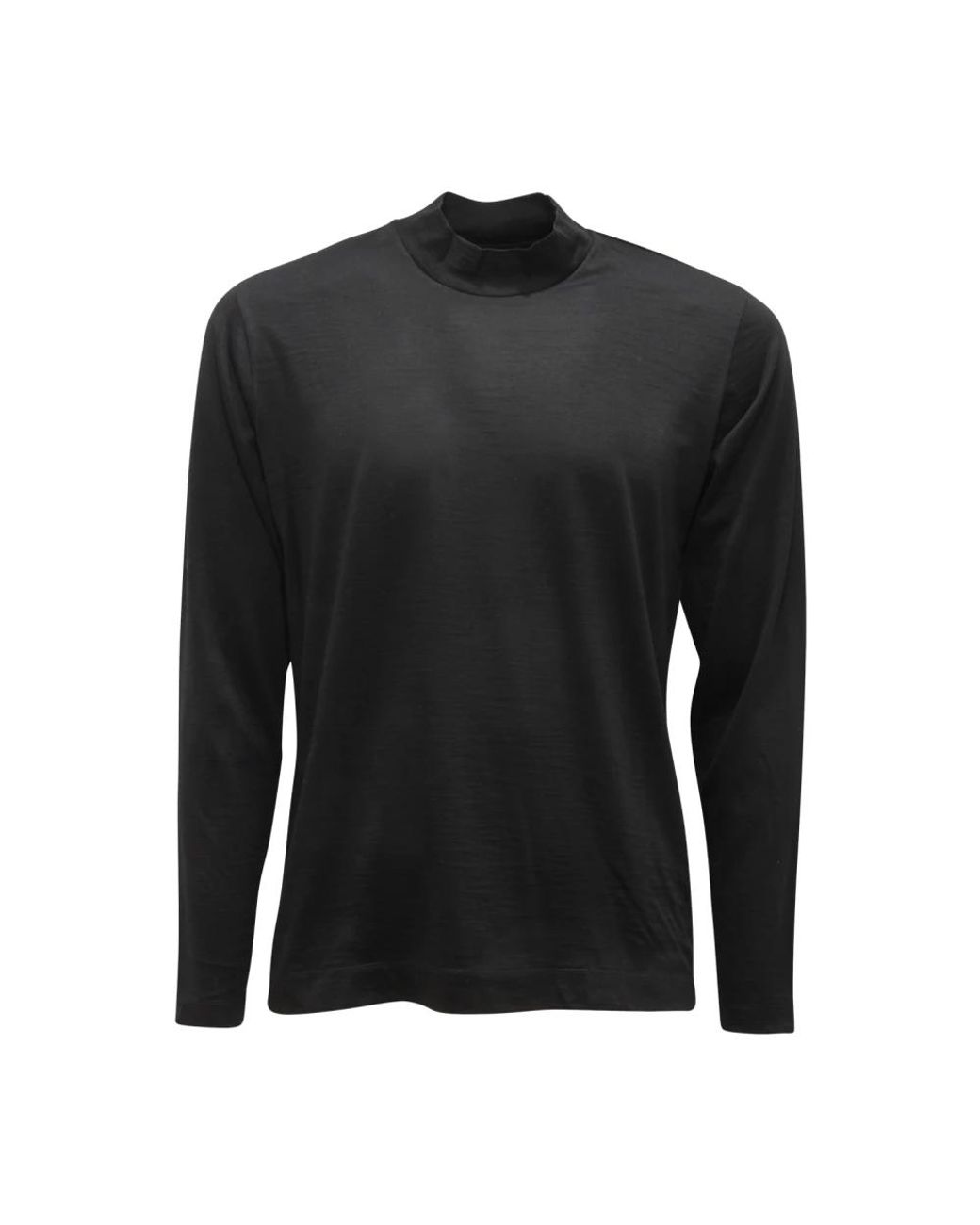 Mazzarelli Black Long Sleeve T-Shirts for men