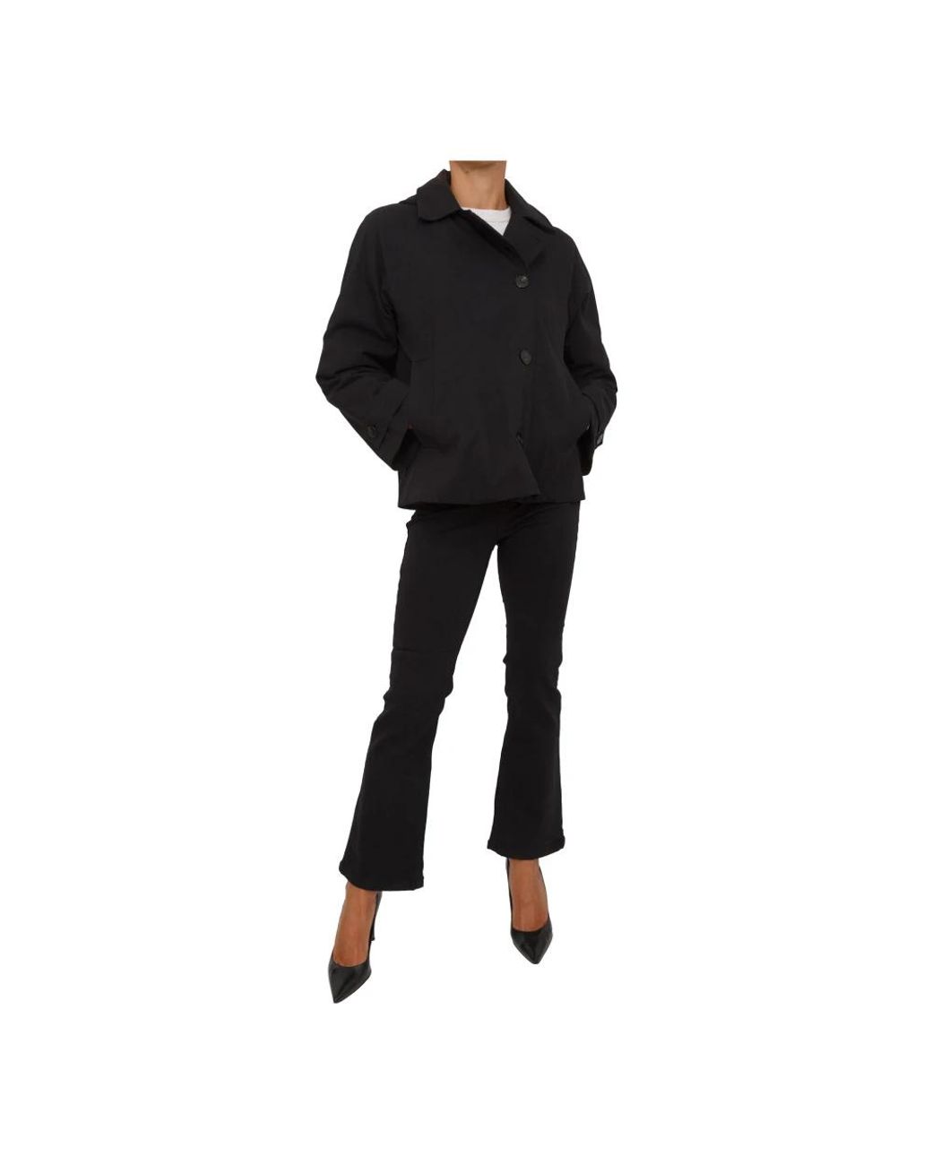 Marella Jassen ,Zwart ,Katoen Zwarte Waterdichte Katoenmix Jas in het Black