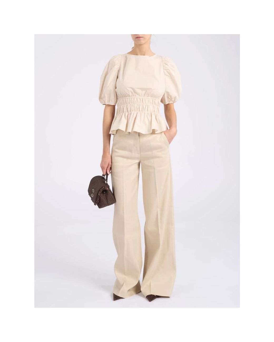 Nine:inthe:morning Natural Straight Trousers