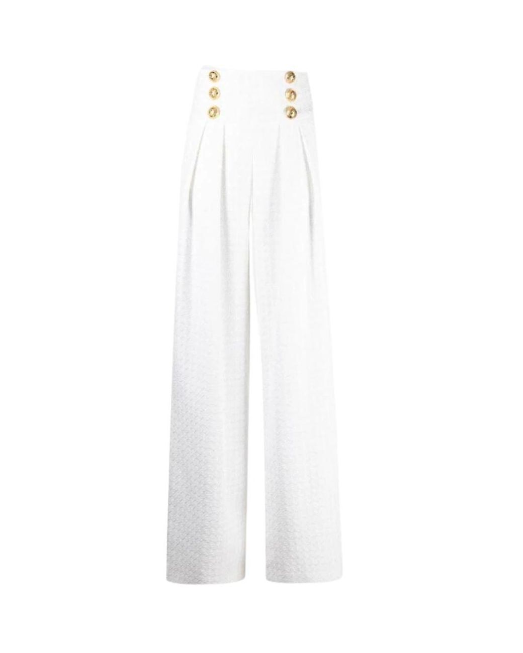 Balmain White Wide Trousers