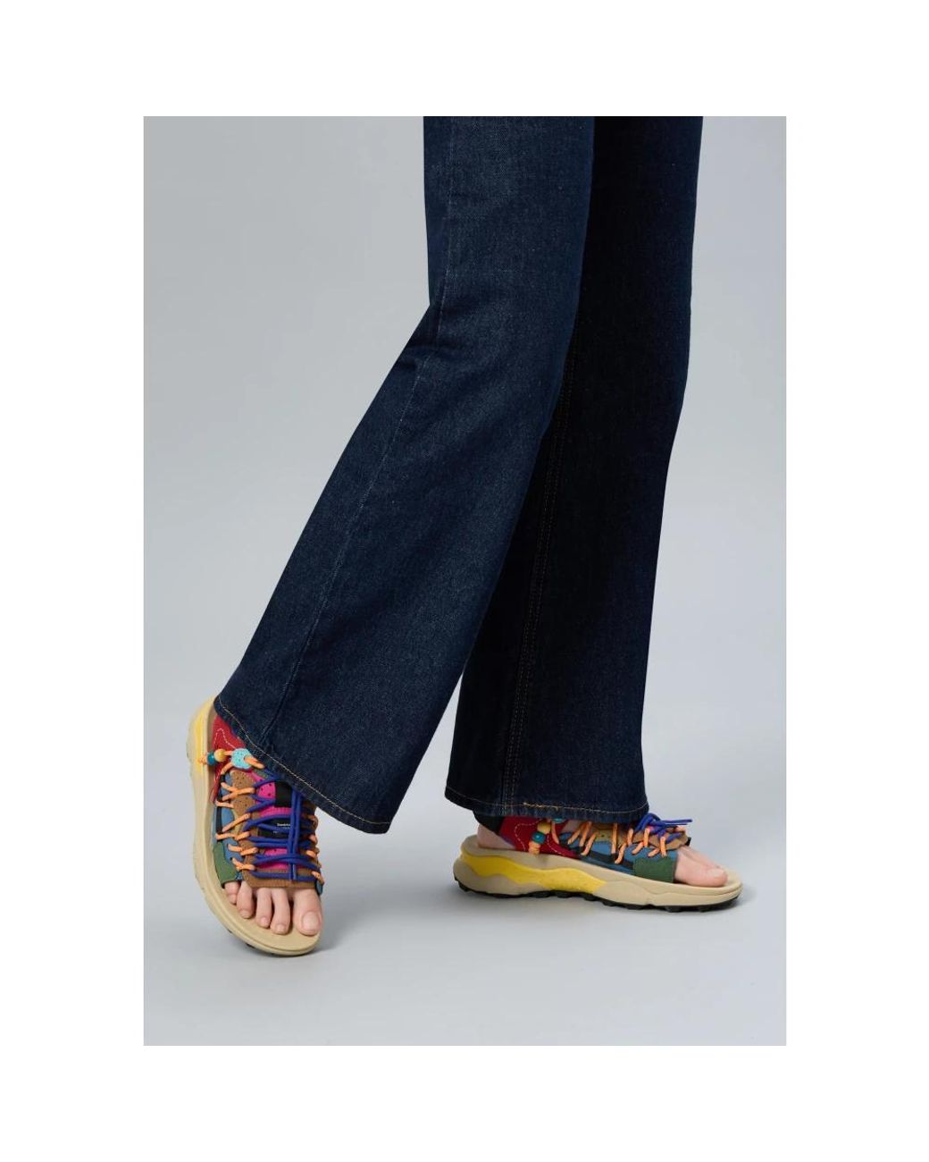Flower Mountain Blue Flat Sandals