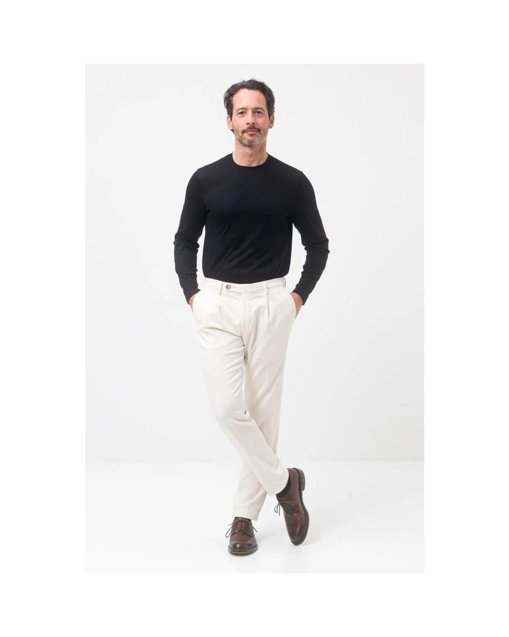 Michael Coal White Suit Trousers for men